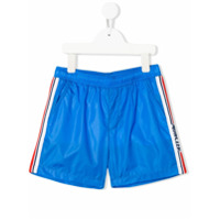Moncler Kids Shorts de banho com lista lateral e bolso - Azul
