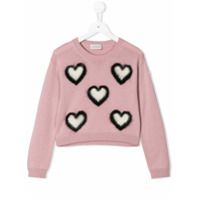 Moncler Kids Suéter com bordado de coração - Rosa