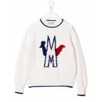 Moncler Kids Suéter de tricô com logo - Branco