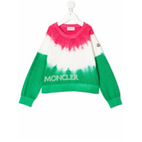 Moncler Kids Suéter tie-dye com logo bordado - Rosa