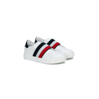 Moncler Kids Tênis slip on de couro e camurça - Branco