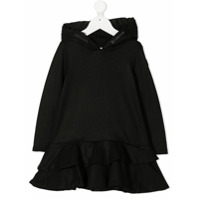 Moncler Kids Vestido com babados e capuz - Preto