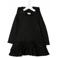 Moncler Kids Vestido com capuz e detalhe de babados - Preto