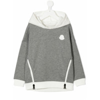 Moncler Kids zipped logo patch hoodie - Cinza