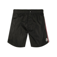 Moncler Short de natação com patch de logo - Preto