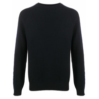 Moncler Suéter com listra lateral e patch de logo - Azul