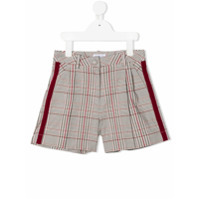 Monnalisa Bermuda xadrez com acabamento de veludo - Rosa