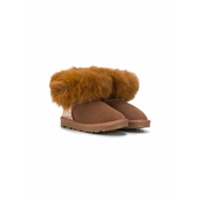 Monnalisa Bota com acabamento de pelos e recorte de brilho - Marrom