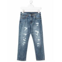 Monnalisa Calça jeans reta com efeito destroyed - Azul