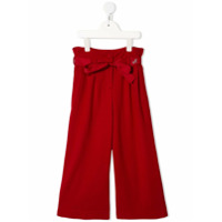 Monnalisa Calça pantalona com amarração na cintura - Vermelho