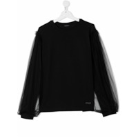 Monnalisa Camisa com mangas translúcidas - Preto