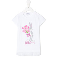 Monnalisa Camiseta Bugs Bunny com recorte de tule - Branco