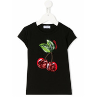 Monnalisa Camiseta com aplicação de cereja - Preto