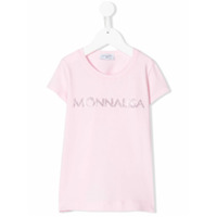 Monnalisa Camiseta com aplicação de cristal no logo - Rosa