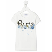 Monnalisa Camiseta com estampa de slogan floral - Branco