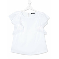 Monnalisa Camiseta com franzido nas mangas - Branco