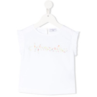 Monnalisa Camiseta com logo e babados nas mangas - Branco
