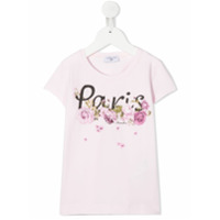 Monnalisa Camiseta com logo e estampa floral - Rosa