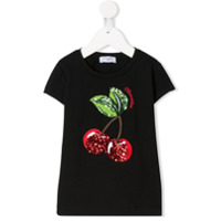 Monnalisa Camiseta com paetês de cerejas - Preto