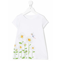Monnalisa Camiseta floral com mangas curtas - Branco