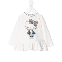 Monnalisa Camiseta Hello Kitty com mangas longas - Branco