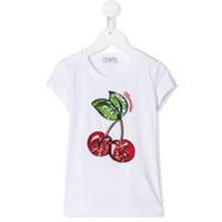 Monnalisa Camiseta mangas curtas com aplicação de cereja - Branco