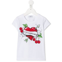 Monnalisa Camiseta mangas curtas com estampa de coração - Branco