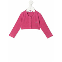 Monnalisa Cardigan com logo e aplicação de cristais - Rosa