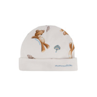 Monnalisa Chapéu de algodão com estampa Teddy Bear - Branco