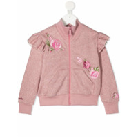 Monnalisa Jaqueta bomber com zíper e estampa floral - Rosa