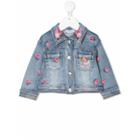 Monnalisa Jaqueta jeans com estampa floral - Azul