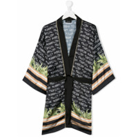 Monnalisa Kimono com cinto e estampa tropical - Preto
