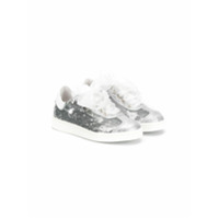 Monnalisa lace detail metallic sneakers - Prateado