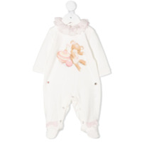 Monnalisa Macacão com estampa e babados - Neutro