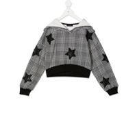 Monnalisa Moletom pied-de-poule com patch de estrela - Preto