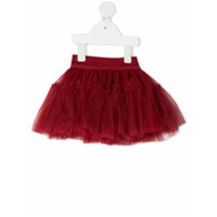 Monnalisa Saia com tule e logo no cós - Vermelho