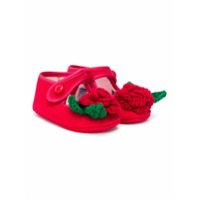 Monnalisa Sapatilha com aplicação de floral - Vermelho