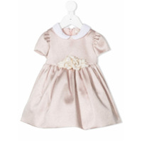 Monnalisa Vestido com brilho e aplicação de rosa