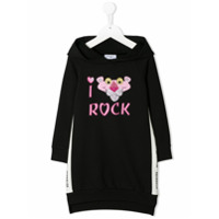 Monnalisa Vestido com estampa I Love Rock - Preto