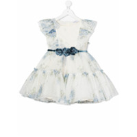 Monnalisa Vestido evasê com estampa floral - Branco