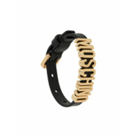 Moschino adjustable logo plaque bracelet - Preto