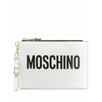 Moschino Bolsa clutch de couro com logo - Branco