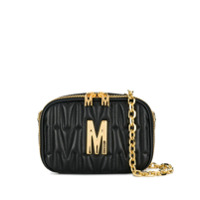 Moschino Bolsa matelassê com logo dourado - Preto