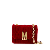 Moschino Bolsa matelassê monogramada de veludo - Vermelho