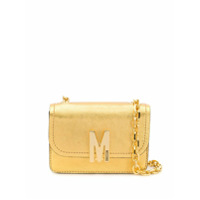 Moschino Bolsa tiracolo com placa de logo M - Dourado