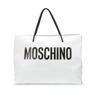 Moschino Bolsa tote de couro com estampa de logo - Branco