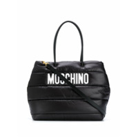 Moschino Bolsa tote matelassê com estampa de logo - Preto