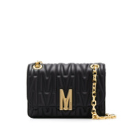 Moschino Bolsa transversal matelassê com aplicação M - Preto