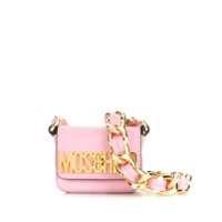 Moschino Bolsa transversal mini com placa de logo - Rosa