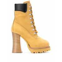 Moschino Bota Combat Trekking com salto 130mm - Amarelo